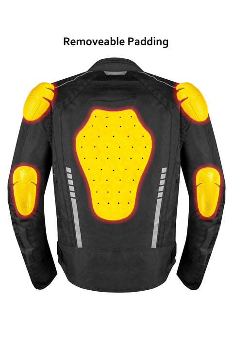 Men's 600D Polyester Motorcycle Jacket Waterproof & Breathable with Removable 75gm Thermal Liner CE