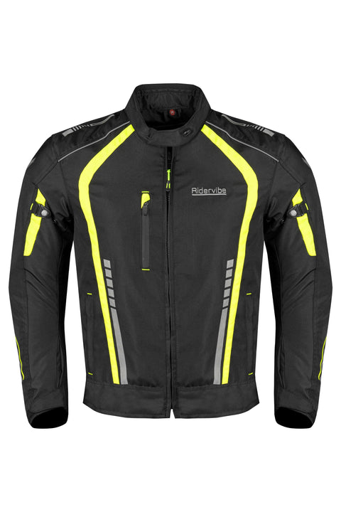 Men's 600D Polyester Motorcycle Jacket Waterproof & Breathable with Removable 75gm Thermal Liner