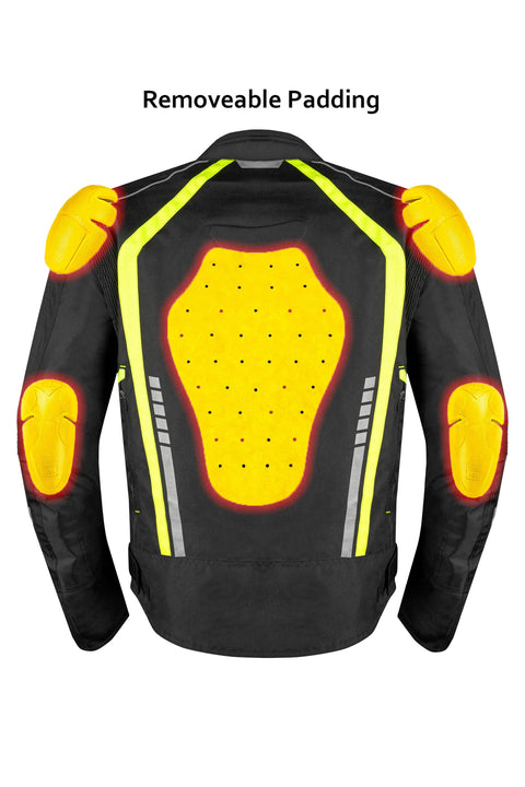 Men's 600D Polyester Motorcycle Jacket Waterproof & Breathable with Removable 75gm Thermal Liner