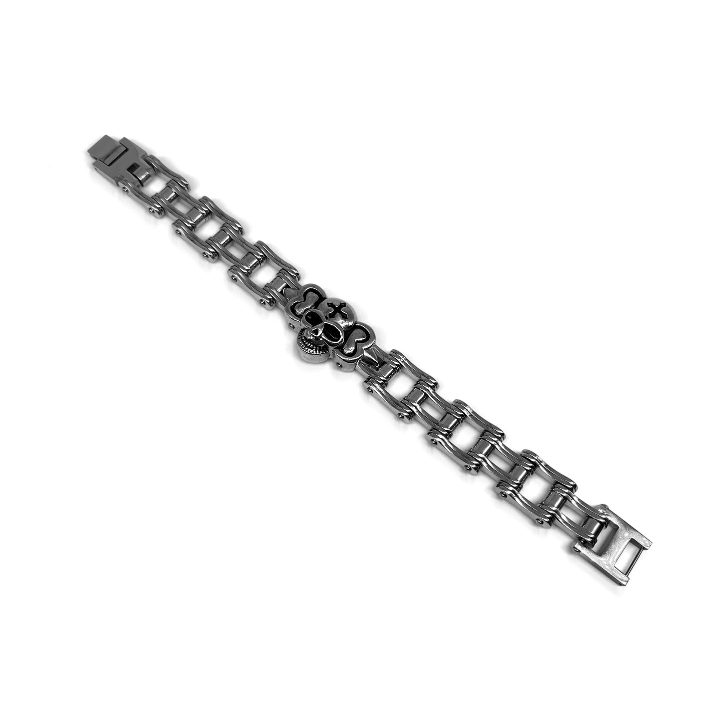 Mens Stainless Steel Chain Bracelet with Pirate Skulls, Fashionable Retro Style, Masculine, for Motorcycle and bicycle enthusiasts, 7.5-9.75 Inches(With Gift Box)