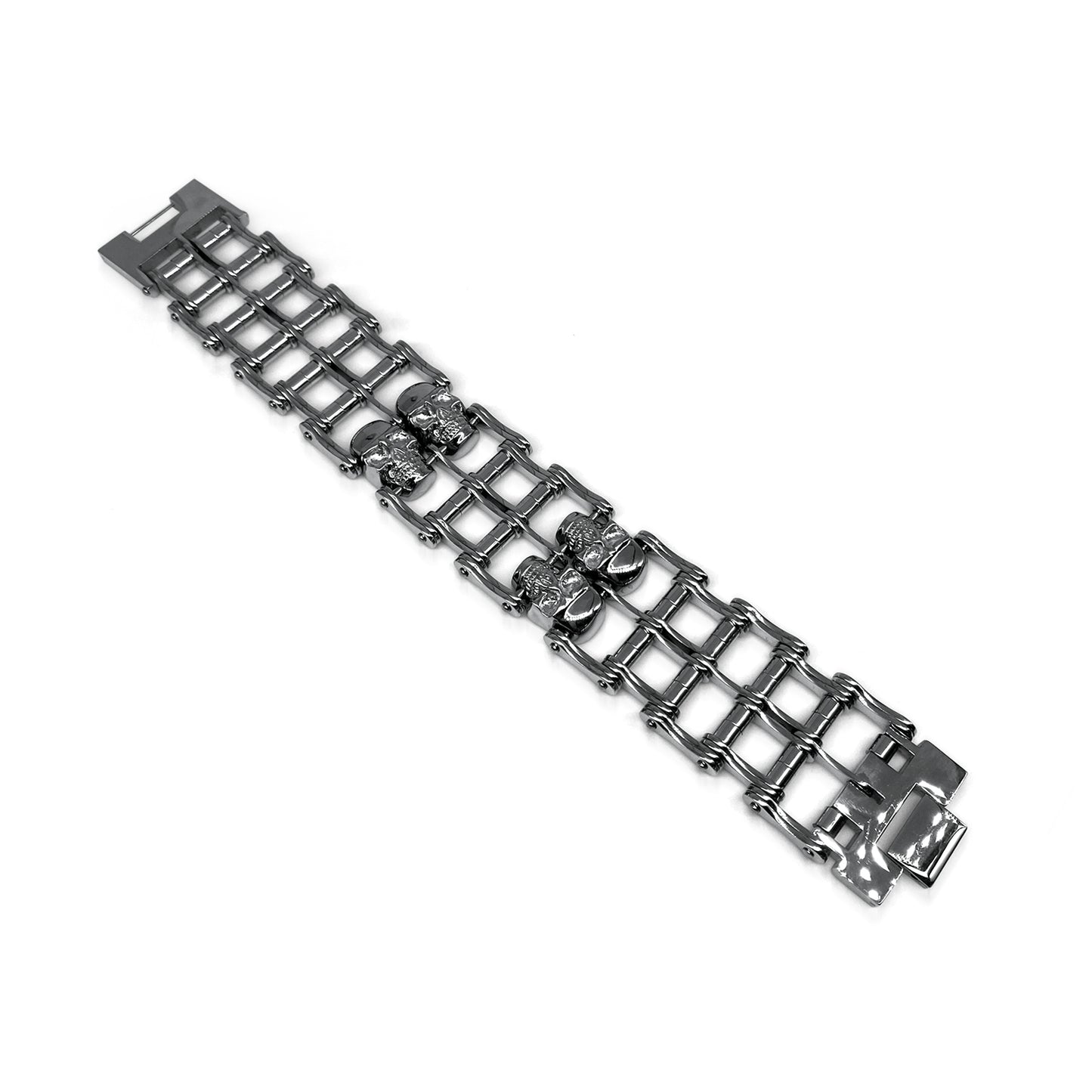 Mens Stainless Steel Chain Bracelet with Pirate Skulls, Fashionable Retro Style, Masculine, for Motorcycle and bicycle enthusiasts, 7.5-9.75 Inches(With Gift Box)