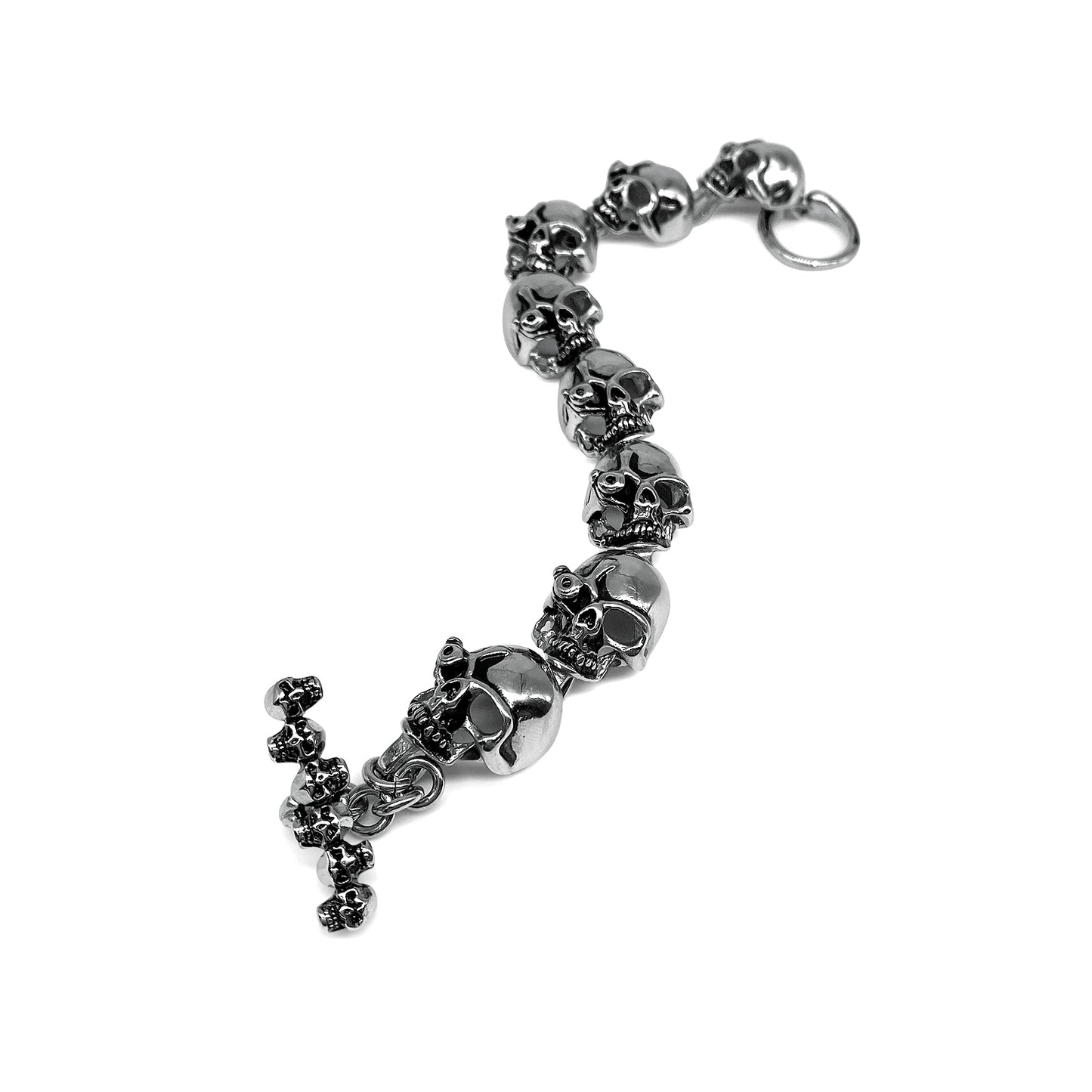 Mens Stainless Steel Chain Bracelet with Pirate Skulls, Fashionable Retro Style, Masculine, for Motorcycle and bicycle enthusiasts, 7.5-9.75 Inches(With Gift Box)