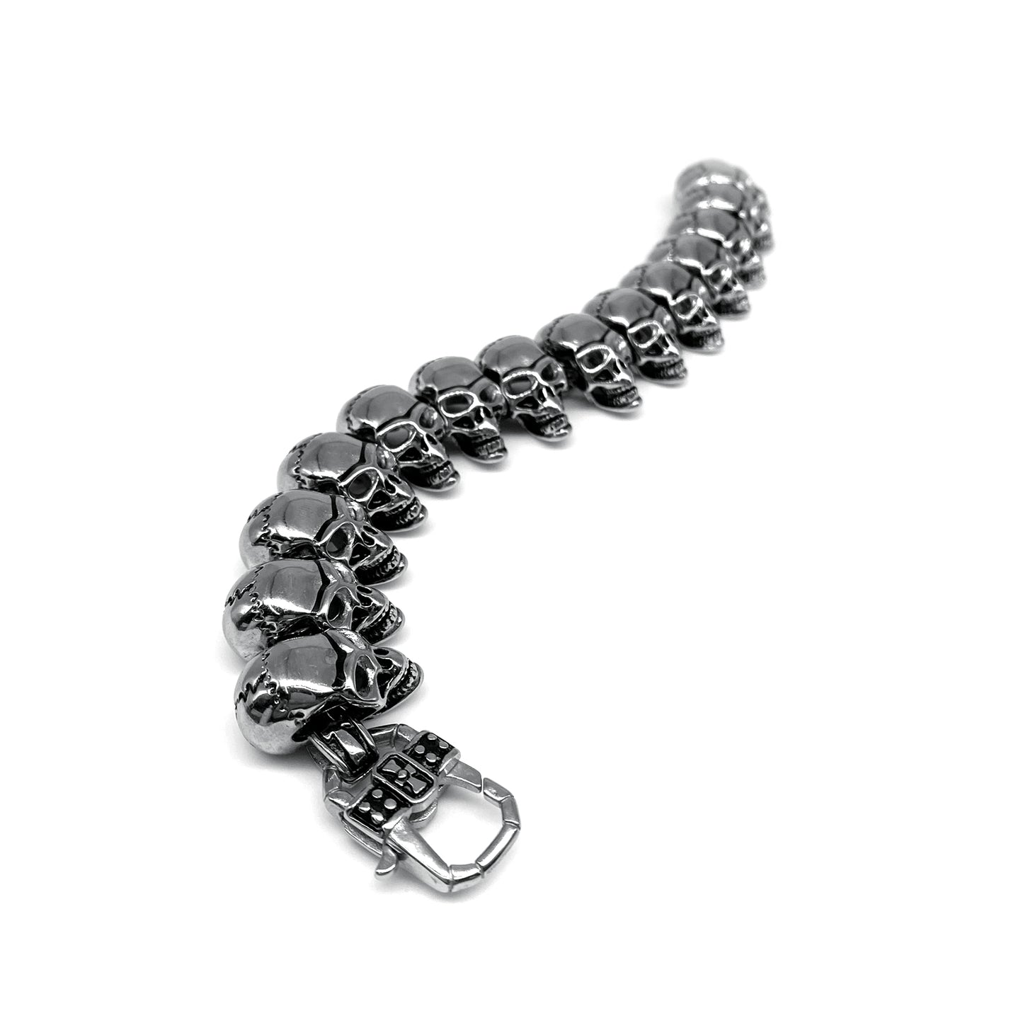 Mens Stainless Steel Chain Bracelet with Pirate Skulls, Fashionable Retro Style, Masculine, for Motorcycle and bicycle enthusiasts, 7.5-9.75 Inches(With Gift Box)