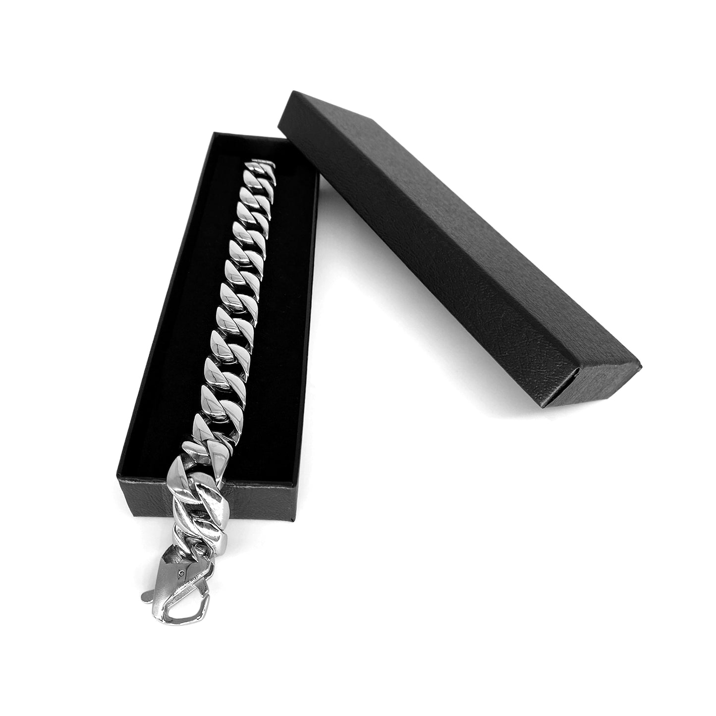 Mens Stainless Steel chain bracelet link, for motorcycle & bike lovers (with gift box)