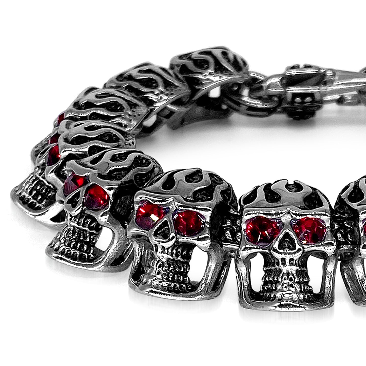 Mens Stainless Steel Chain Bracelet with Pirate Skulls, Fashionable Retro Style, Masculine, for Motorcycle and bicycle enthusiasts, 7.5-9.75 Inches(With Gift Box)