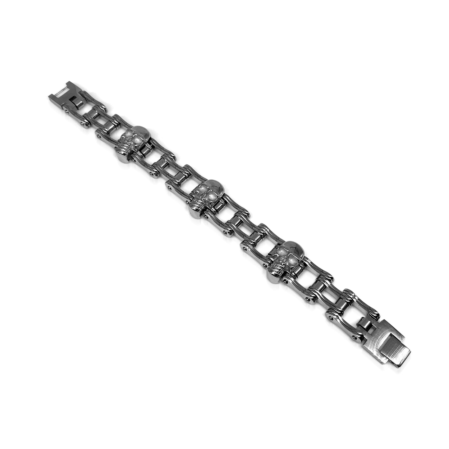 Mens Stainless Steel Chain Bracelet with Pirate Skulls, Fashionable Retro Style, Masculine, for Motorcycle and bicycle enthusiasts, 7.5-9.75 Inches(With Gift Box)