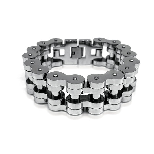 Mens Stainless Steel chain bracelet link, for motorcycle & bike lovers (with gift box)