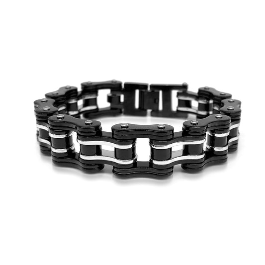 Mens Stainless Steel chain bracelet link, for motorcycle & bike lovers (with gift box)