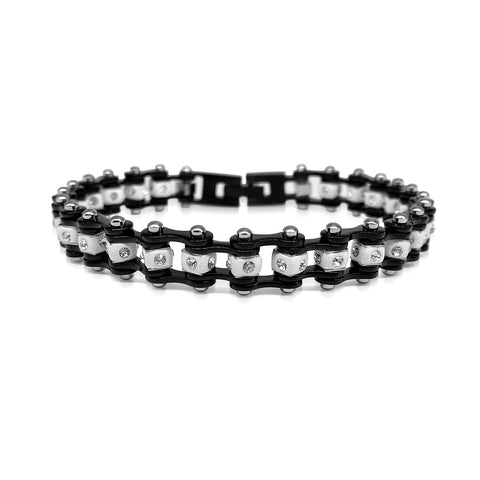 Motorcycle Crystal Stainless Steel Chain Bracelet