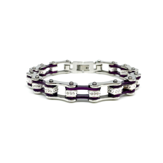 Motorcycle Crystal Stainless Steel Chain Bracelet