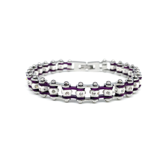 Motorcycle Crystal Stainless Steel Chain Bracelet