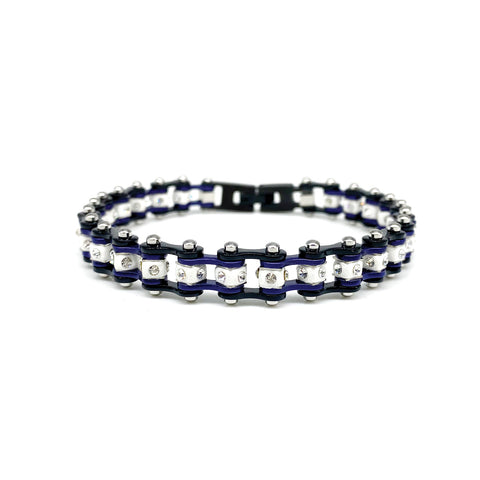 Motorcycle Crystal Stainless Steel Chain Bracelet
