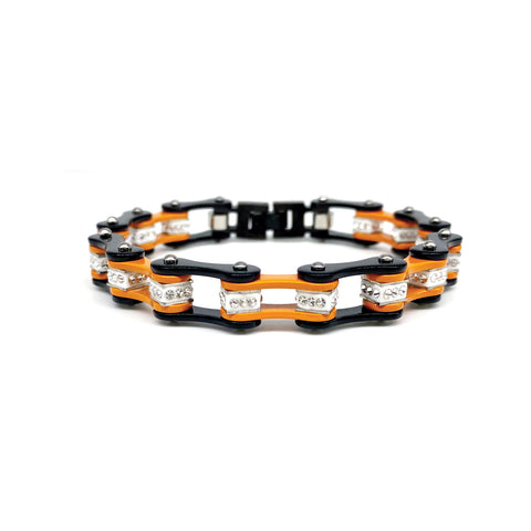 Motorcycle Crystal Stainless Steel Chain Bracelet