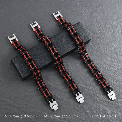 Mens Stainless Steel chain bracelet link, for motorcycle & bike lovers (with gift box)