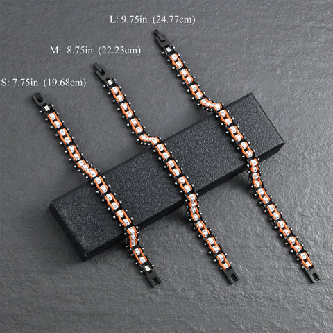 Motorcycle Crystal Stainless Steel Chain Bracelet