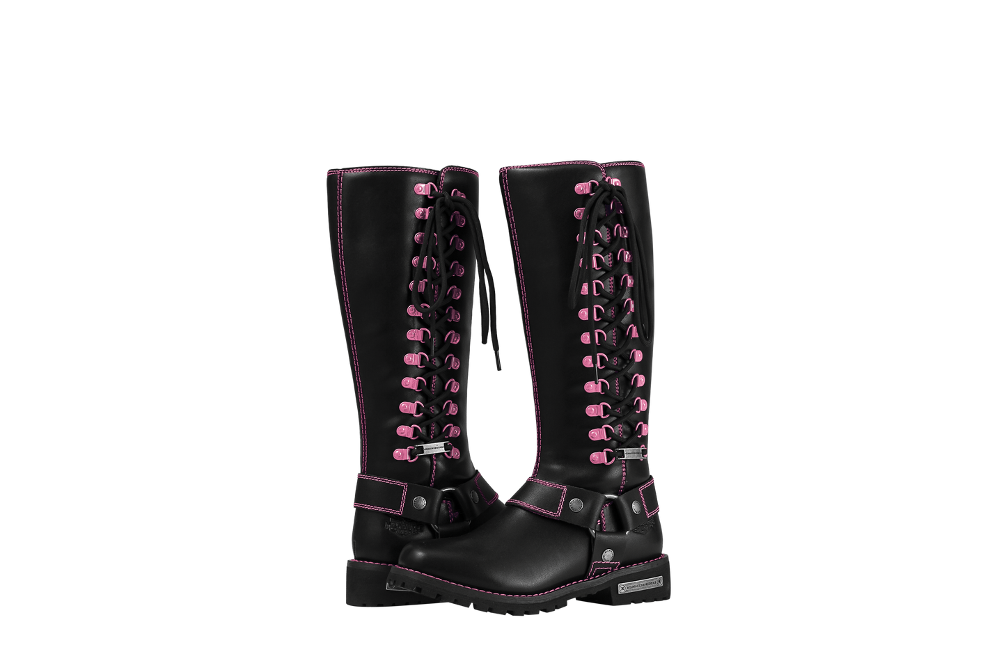 Milwaukee Riders® Women Biker Long Boots with Pink Laces