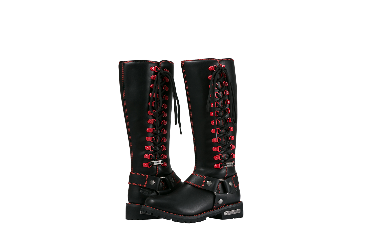 Milwaukee Riders® Women Biker Long Boots with Red Laces