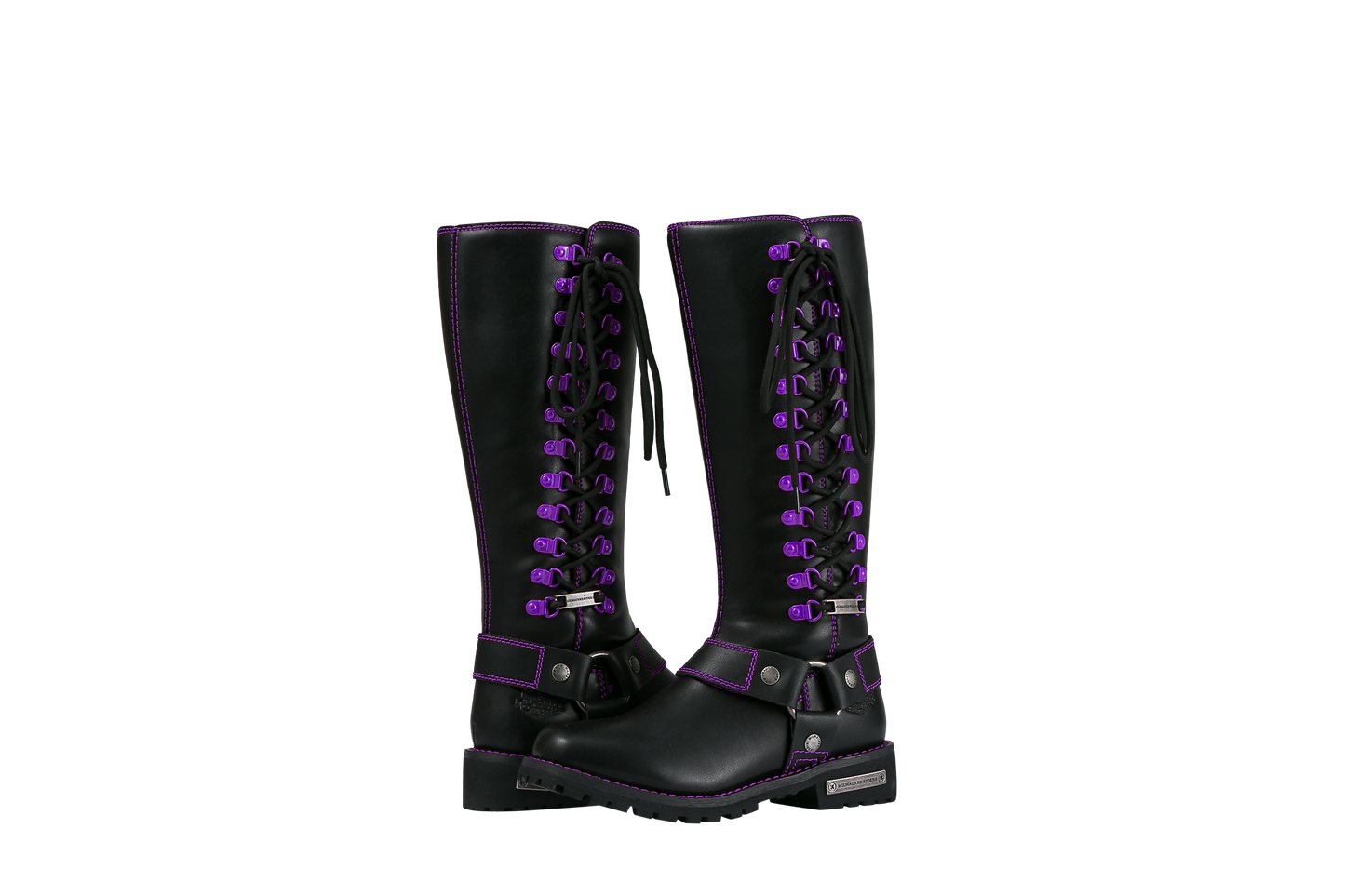 Milwaukee Riders® Women Biker Long Boots with Purple Laces