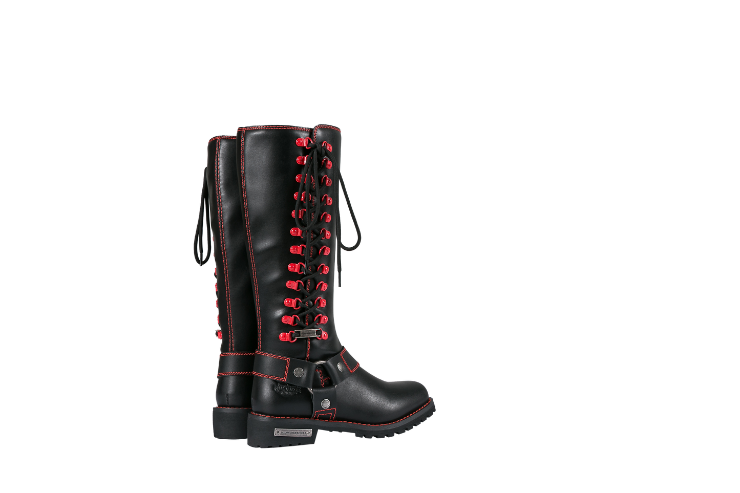 Milwaukee Riders® Women Biker Long Boots with Red Laces