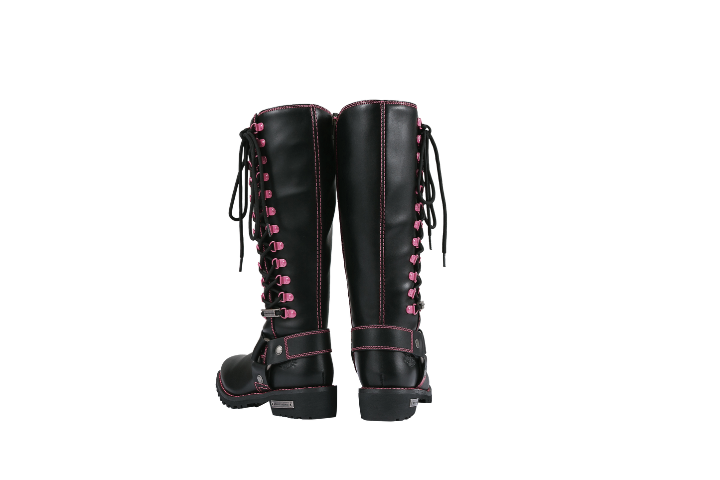 Milwaukee Riders® Women Biker Long Boots with Pink Laces