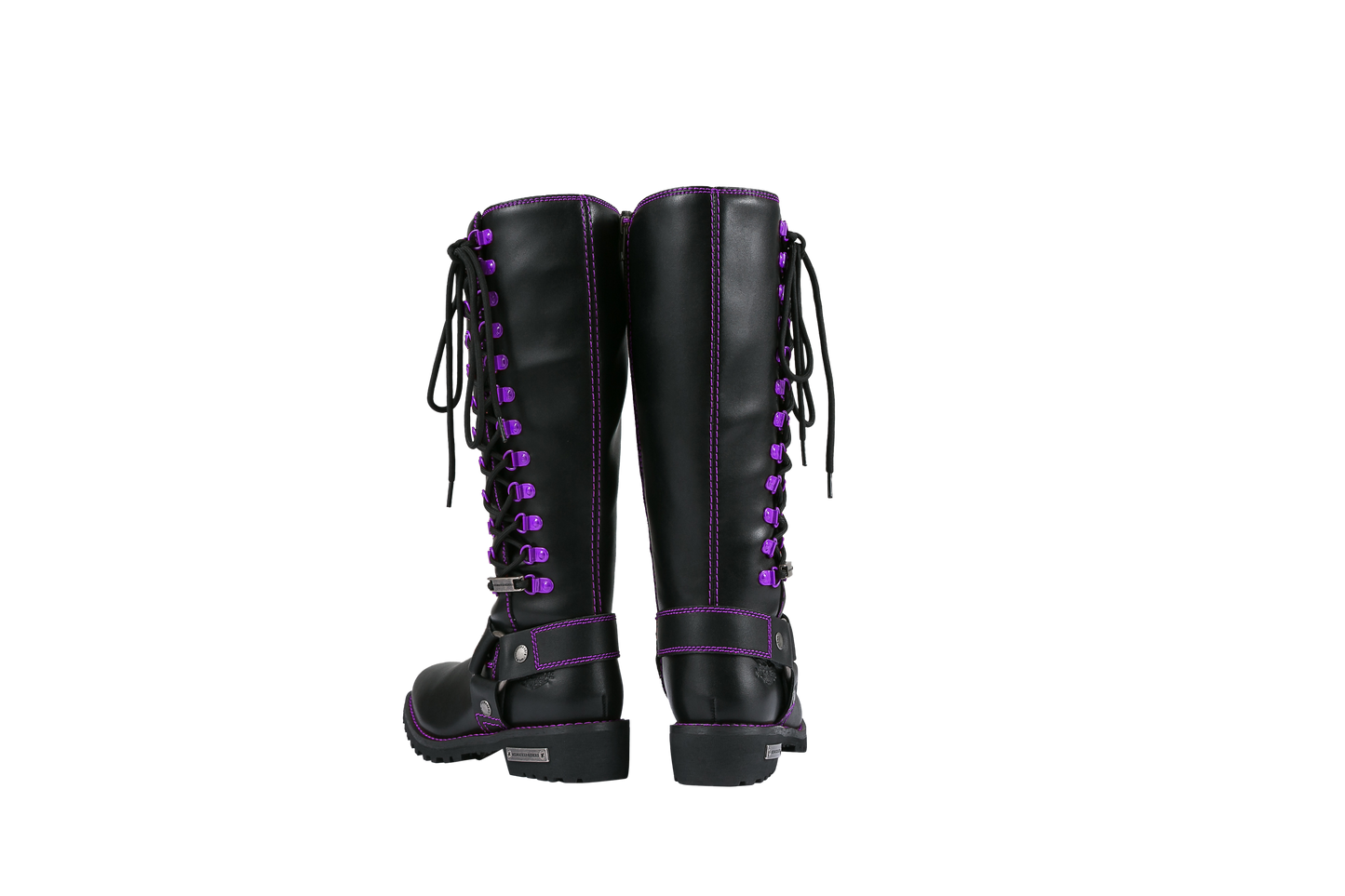 Milwaukee Riders® Women Biker Long Boots with Purple Laces