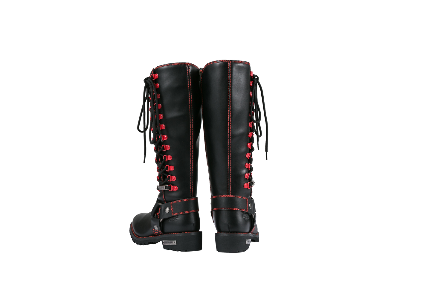 Milwaukee Riders® Women Biker Long Boots with Red Laces