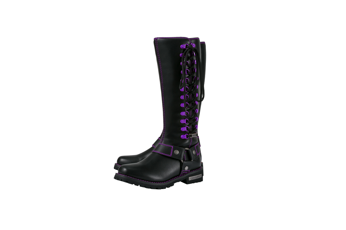 Milwaukee Riders® Women Biker Long Boots with Purple Laces