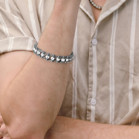 Motorcycle Crystal Stainless Steel  silver Chain Bracelet