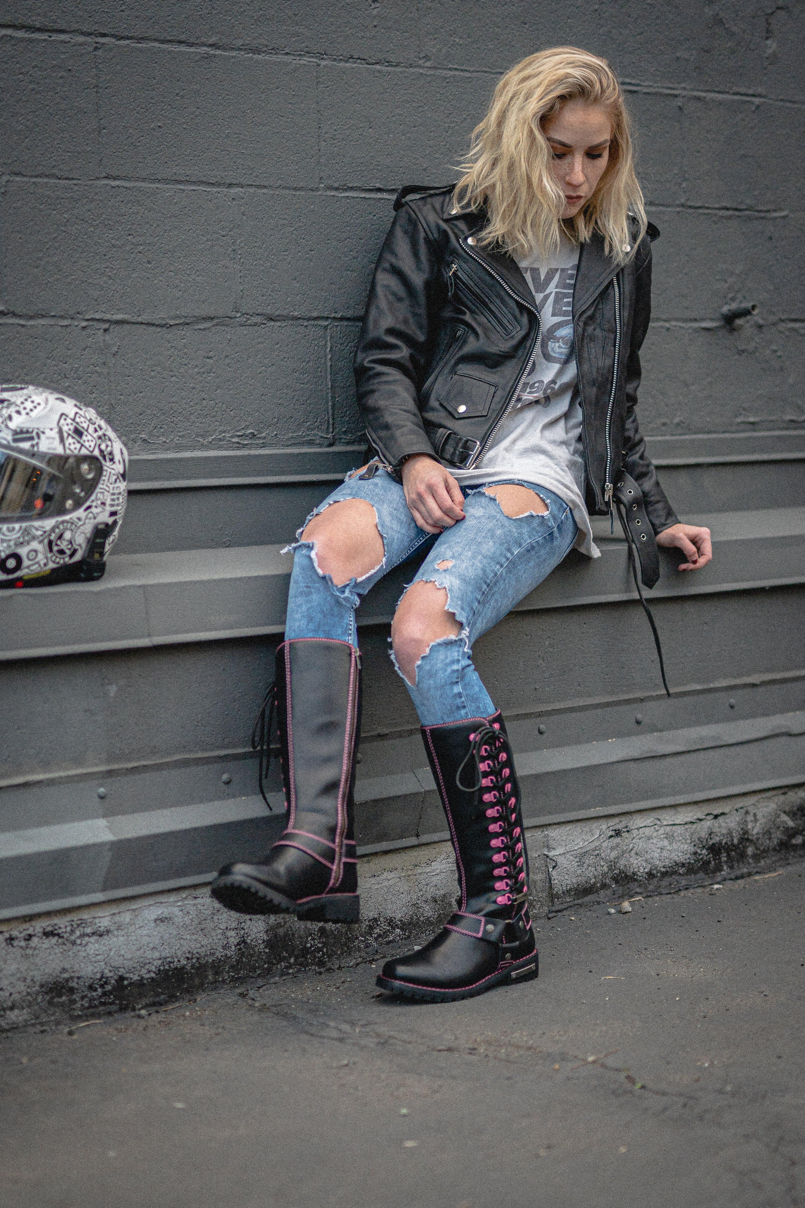 Long shops biker boots