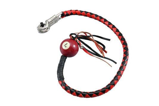 Dream Apparel® Black And Red Fringed Get Back Whip with Red Pool Ball No 7