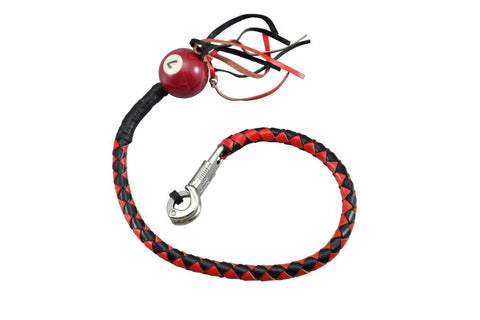 Dream Apparel® Black And Red Fringed Get Back Whip with Red Pool Ball No 7