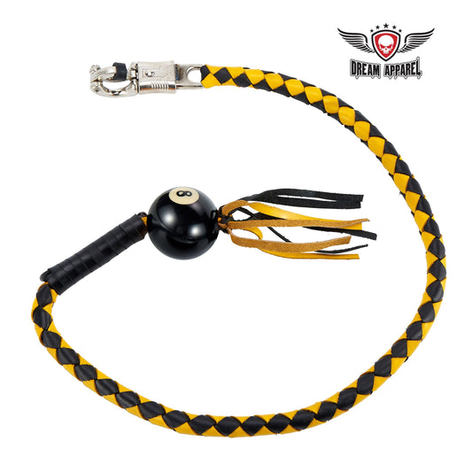 Black And Yellow Fringed Get Back Whip With Pool Black Ball 8