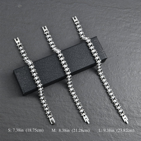 Motorcycle Crystal Stainless Steel  silver Chain Bracelet