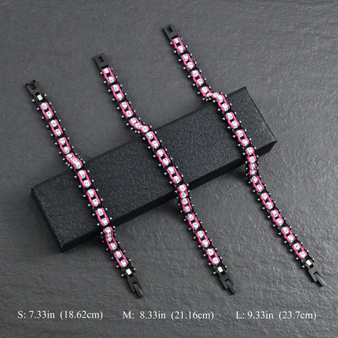 Motorcycle Crystal Stainless Steel Chain Bracelet